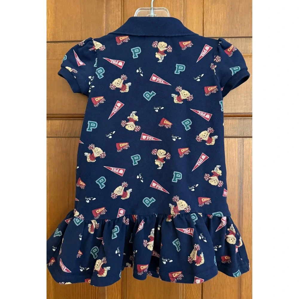 Ralph Lauren Polo Bear Cheerleader Dress Toddler Girls 12 Months Navy Mini